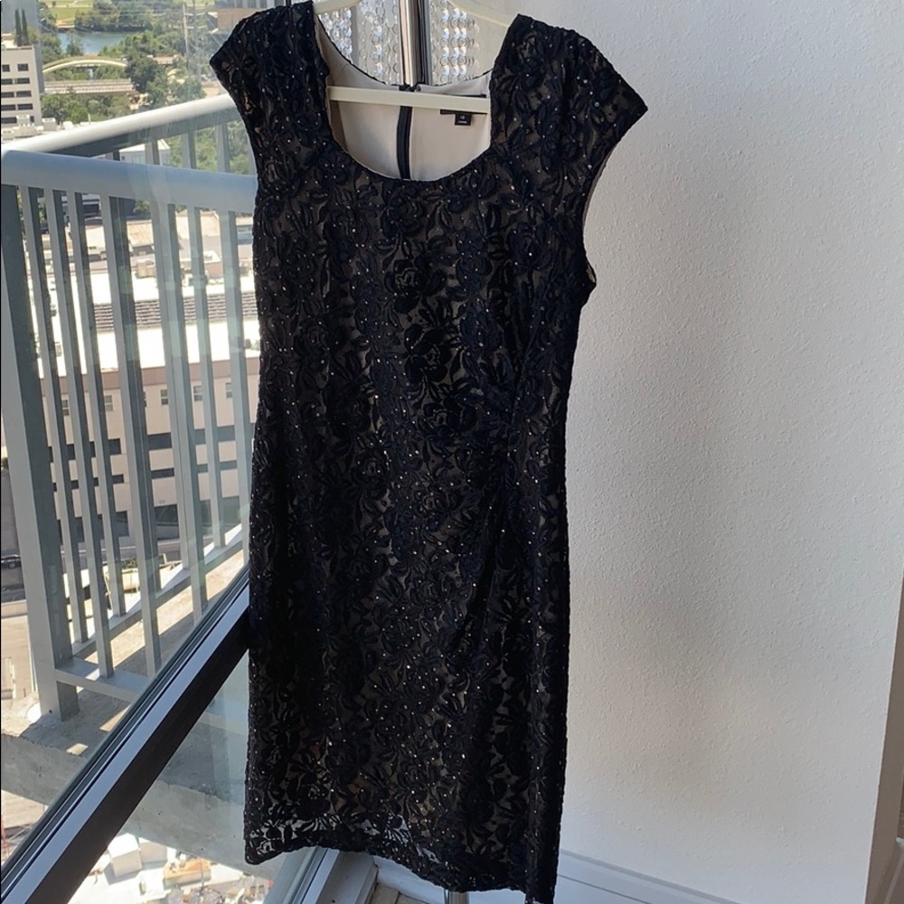 Tahari Sequin Black Dress